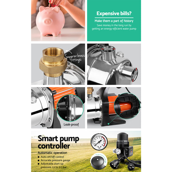 Giantz 1500W High Pressure Garden Water Pump with Auto Controller Giantz