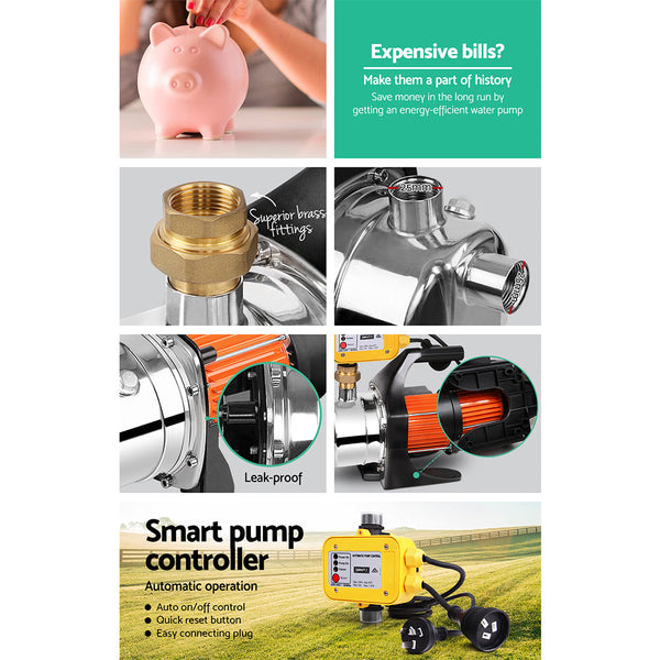 Giantz 1500W High Pressure Garden Water Pump with Auto Controller Giantz