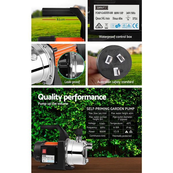 Giantz 800W Stainless Steel Garden Water Pump Giantz