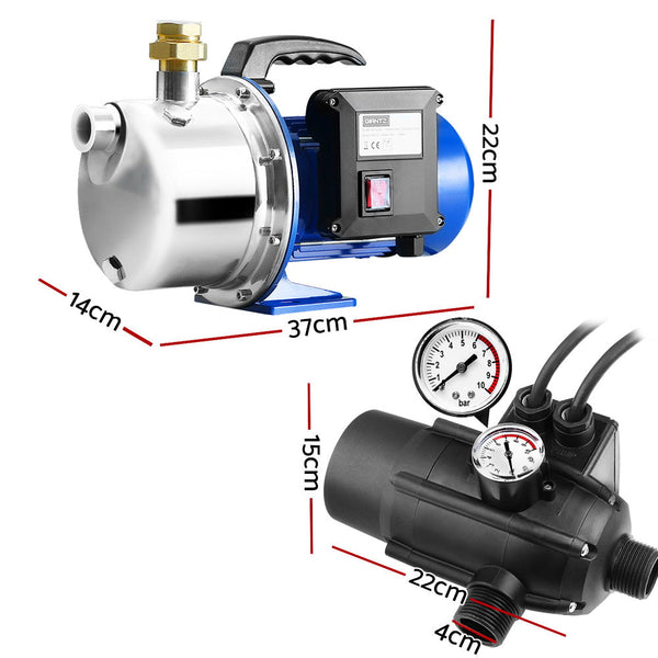Giantz Garden Water Pump Jet High Pressure Stage Controller Garden Irrigation Giantz