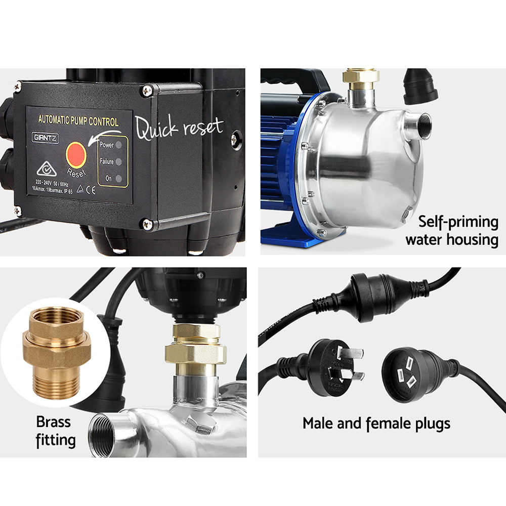 Giantz Garden Water Pump Jet High Pressure Stage Controller Garden Irrigation Giantz