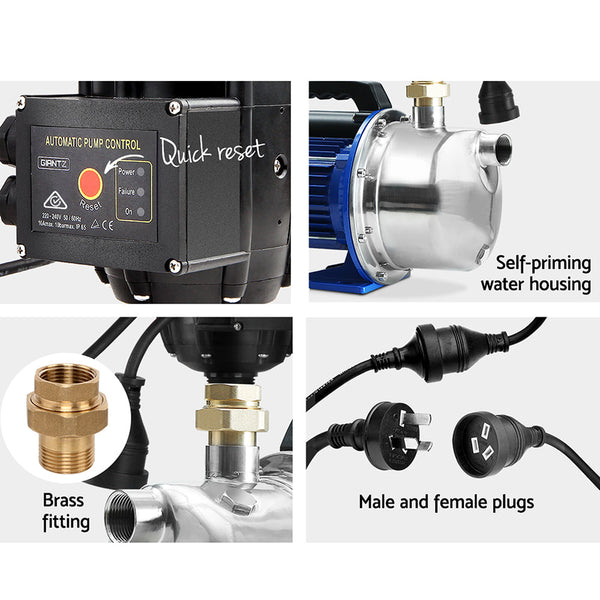 Giantz Garden Water Pump Jet High Pressure Stage Controller Garden Irrigation Giantz