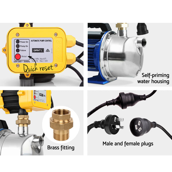 Giantz Garden Water Pump Jet High Pressure Controller Stage Irrigation 4600L/H Giantz