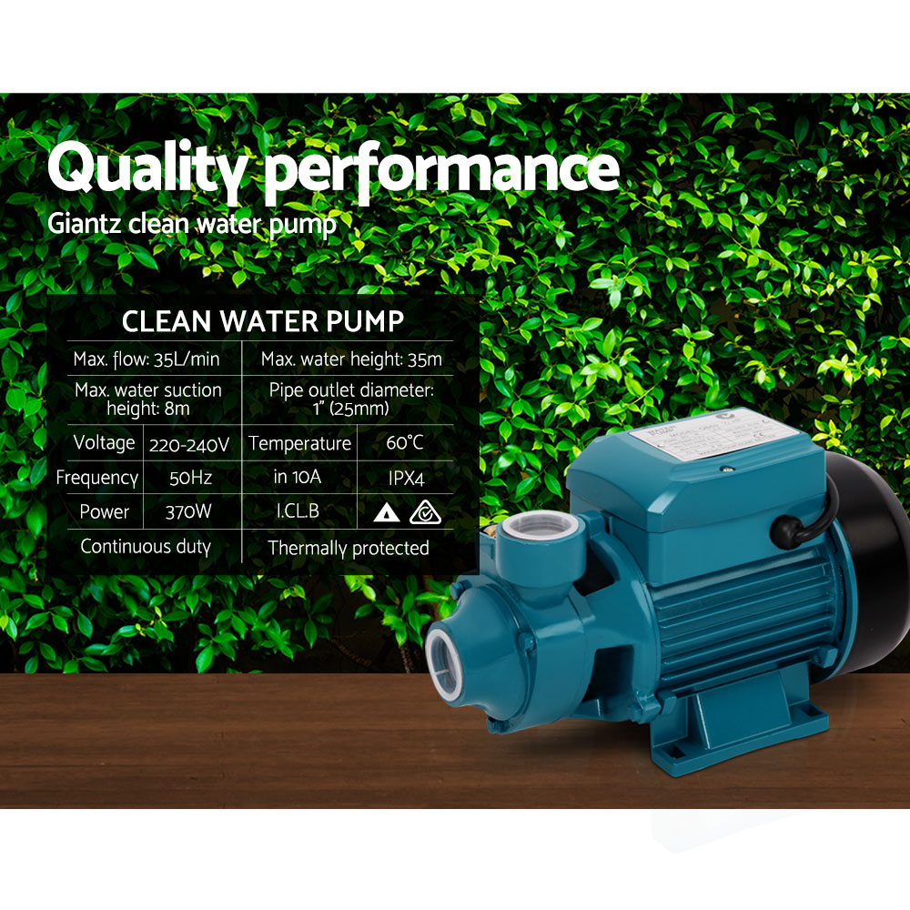 Giantz Peripheral Pump Water Garden Boiler Car Wash Irrigation Electric QB60 Giantz