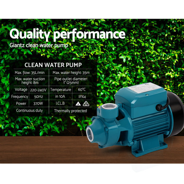 Giantz Peripheral Pump Water Garden Boiler Car Wash Irrigation Electric QB60 Giantz