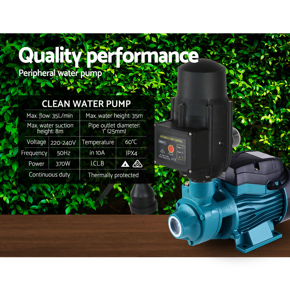 Auto Peripheral Water Pump Electric Clean Garden Farm Rain Tank Irrigation QB60 Giantz