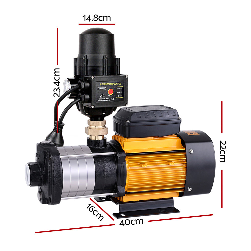 Giantz Multi Stage Water Pump Pressure Rain Tank Garden Farm House Irrigation 2000W Black Controller Giantz