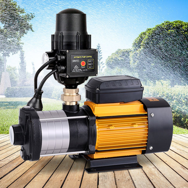 Giantz Multi Stage Water Pump Pressure Rain Tank Garden Farm House Irrigation 2000W Black Controller Giantz