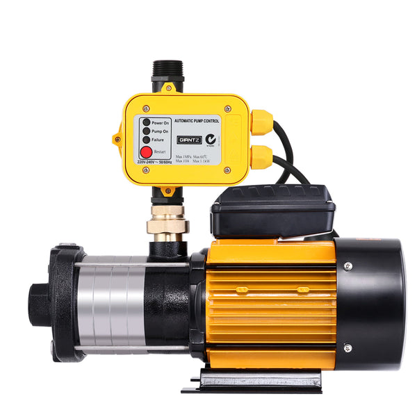 Giantz Multi Stage Water Pump Pressure Rain Tank Garden Farm House Irrigation 2000W Yellow Controller Giantz