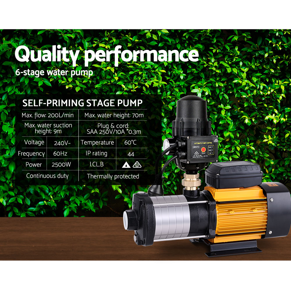 Giantz 2500W Multi Stage Water Pump Pressure Rain Tank Farm House Irrigation Giantz