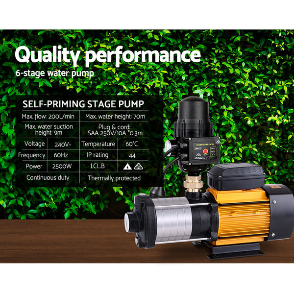 Giantz 2500W Multi Stage Water Pump Pressure Rain Tank Farm House Irrigation Giantz