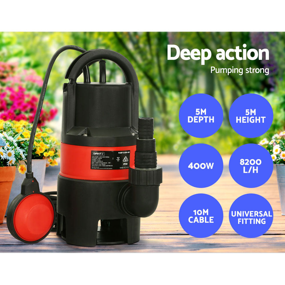 Giantz 400W Water Pump Dirty Submersible Sump Swim Pool Flooding Pond Clean Giantz