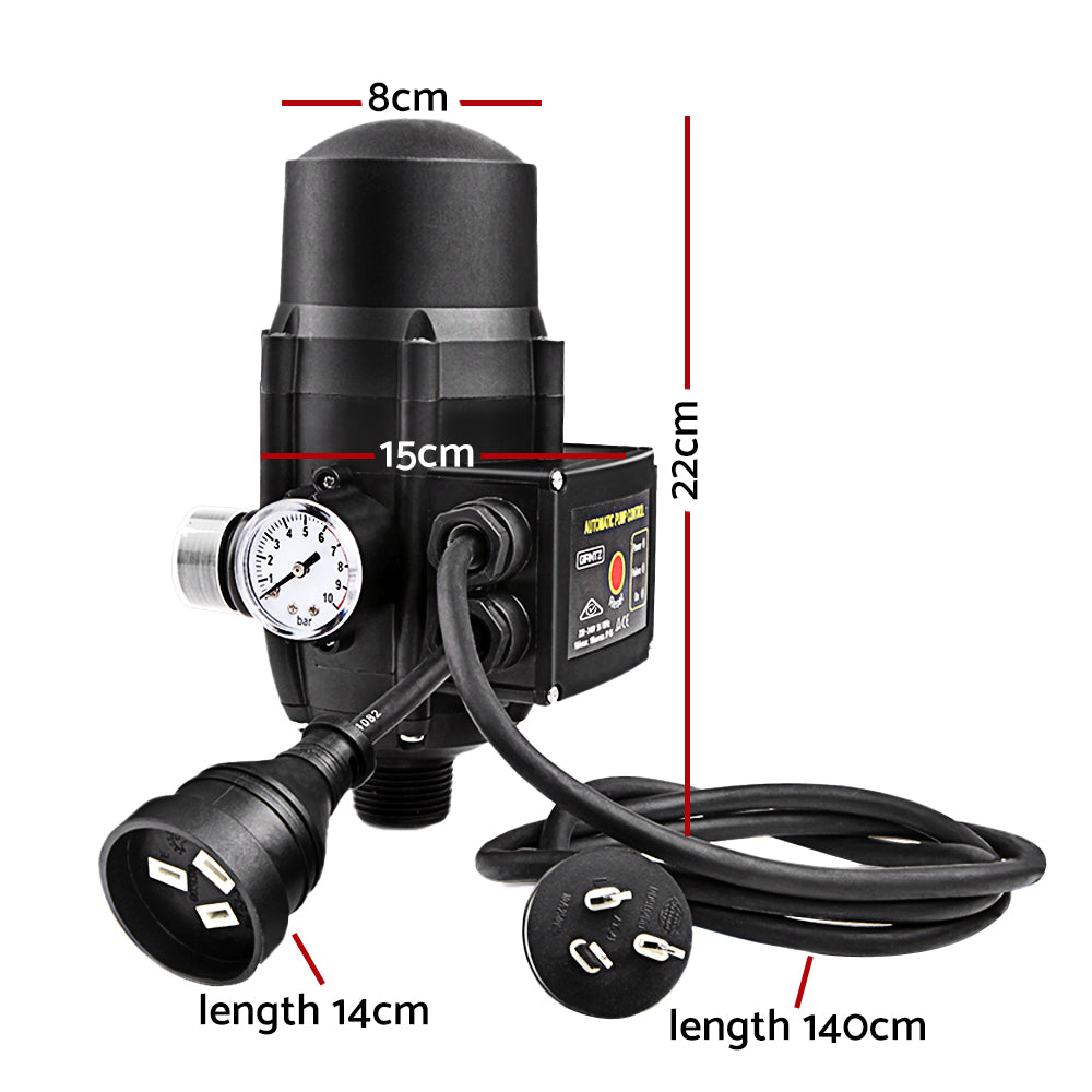 Giantz Adjustable Automatic Electronic Water Pump Controller - Black Giantz