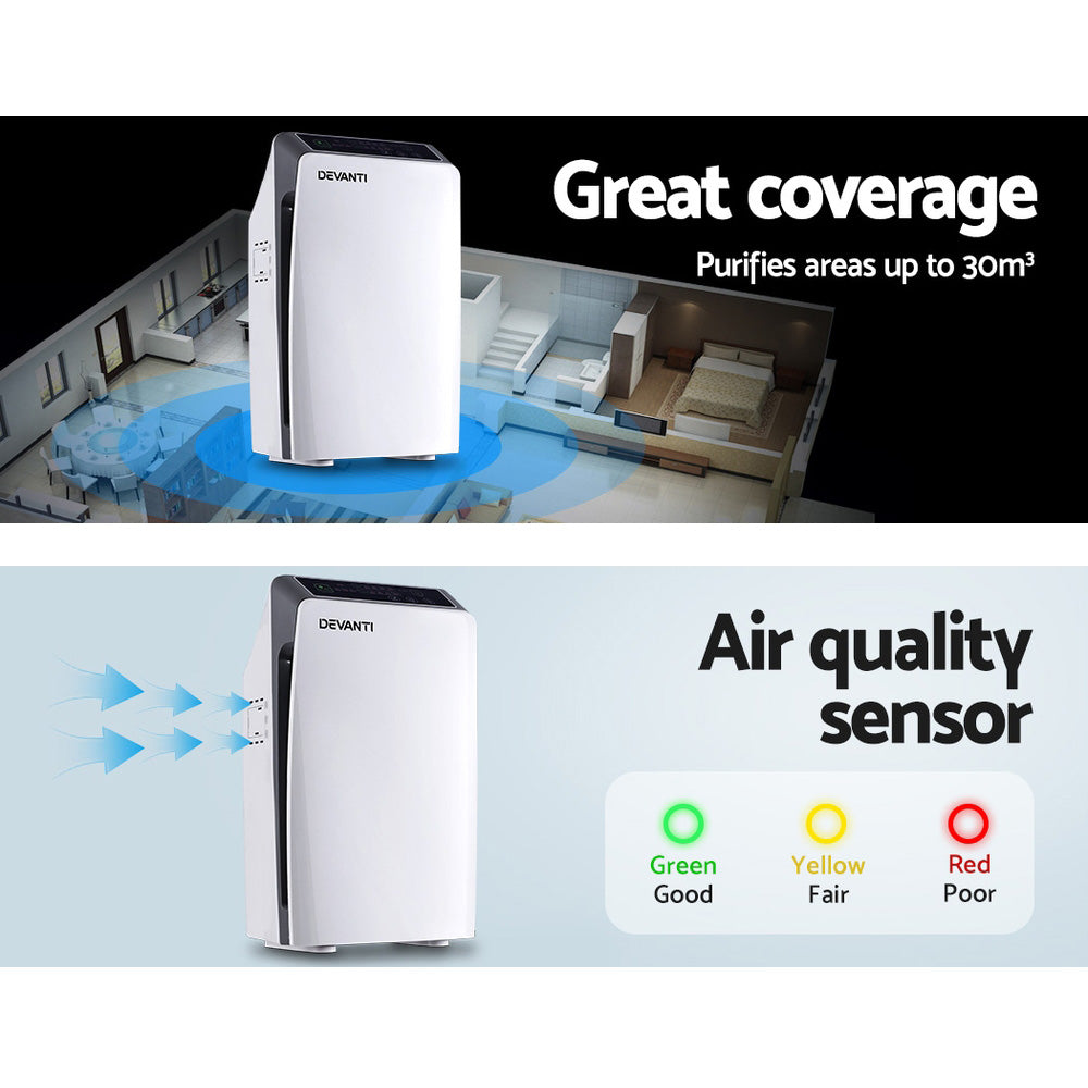 Devanti Air Purifier Cleaner Home Purifiers Odour Sensor HEPA Filter Devanti