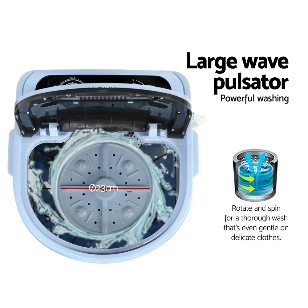 Devanti 3KG Mini Portable Washing Machine Shoes Wash Top Load Spin Camp Caravan freeshipping - Awezingly