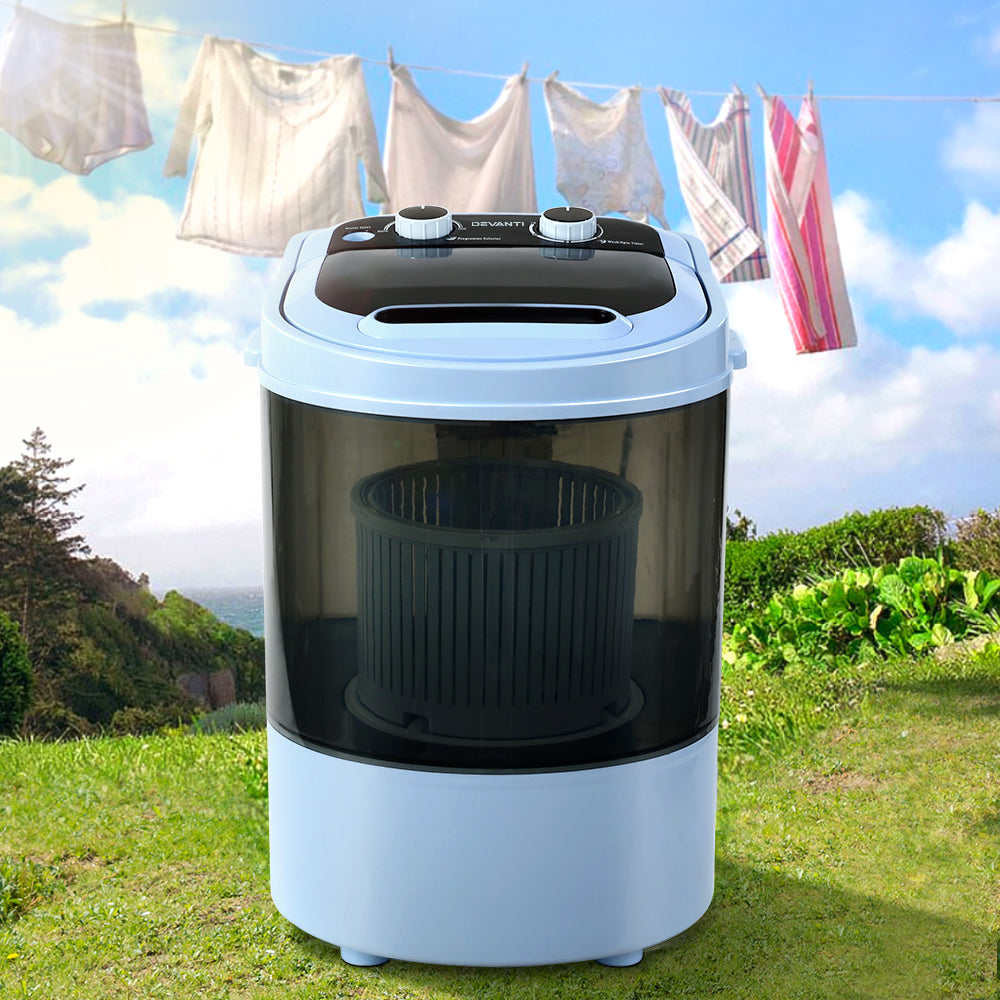 Devanti 3KG Mini Portable Washing Machine Shoes Wash Top Load Spin Camp Caravan freeshipping - Awezingly