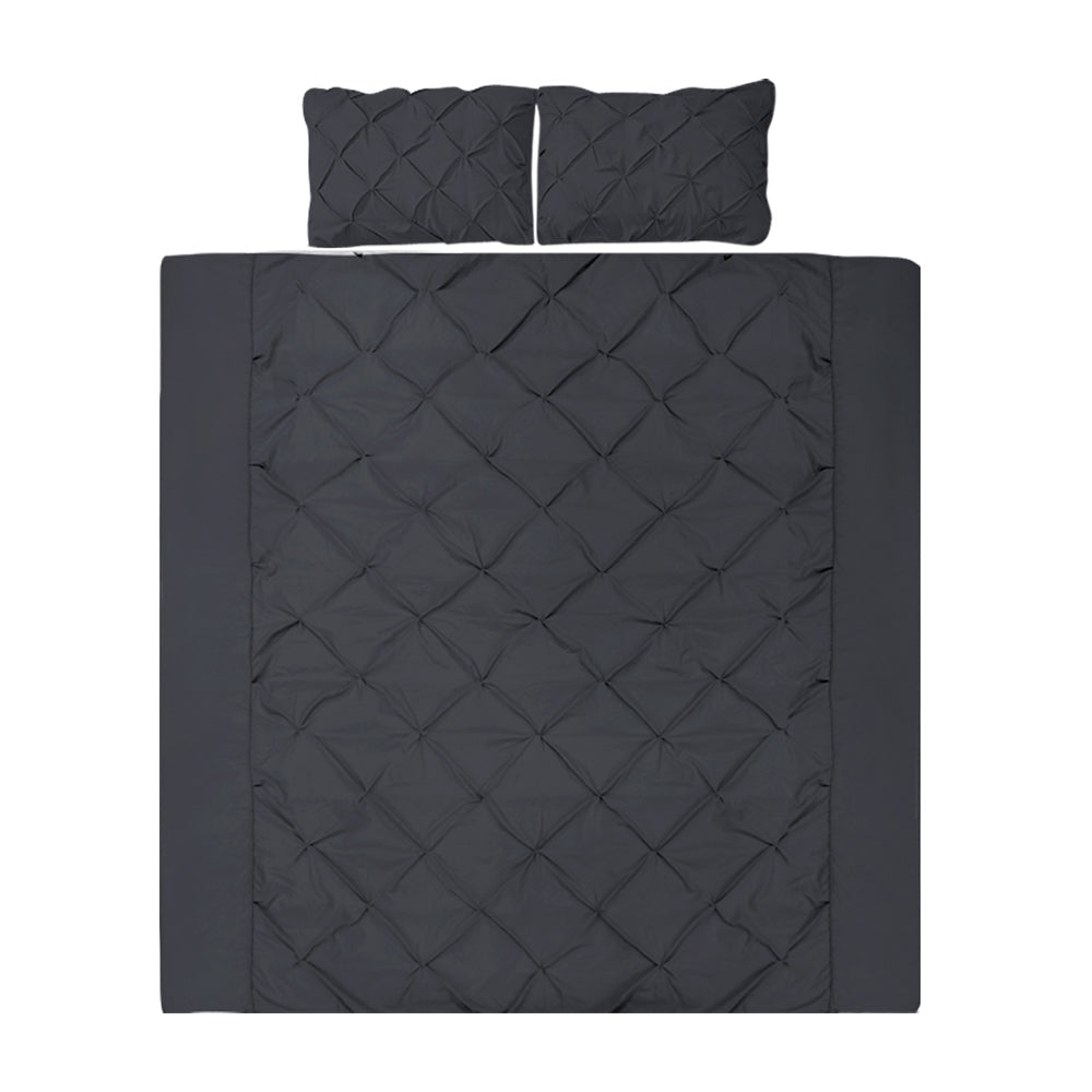 Giselle Quilt Cover Set Diamond Pinch Black - King Giselle Bedding