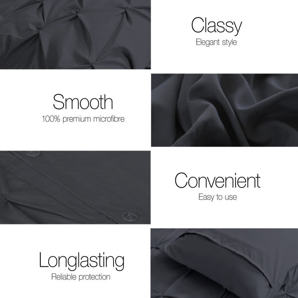 Giselle Quilt Cover Set Diamond Pinch Black - Super King Giselle Bedding