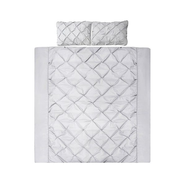 Giselle Quilt Cover Set Diamond Pinch Grey - King Giselle Bedding