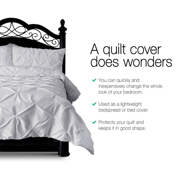 Giselle Quilt Cover Set Diamond Pinch Grey - King Giselle Bedding