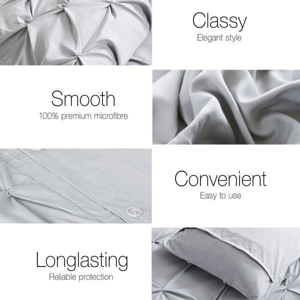 Giselle Quilt Cover Set Diamond Pinch Grey - King Giselle Bedding