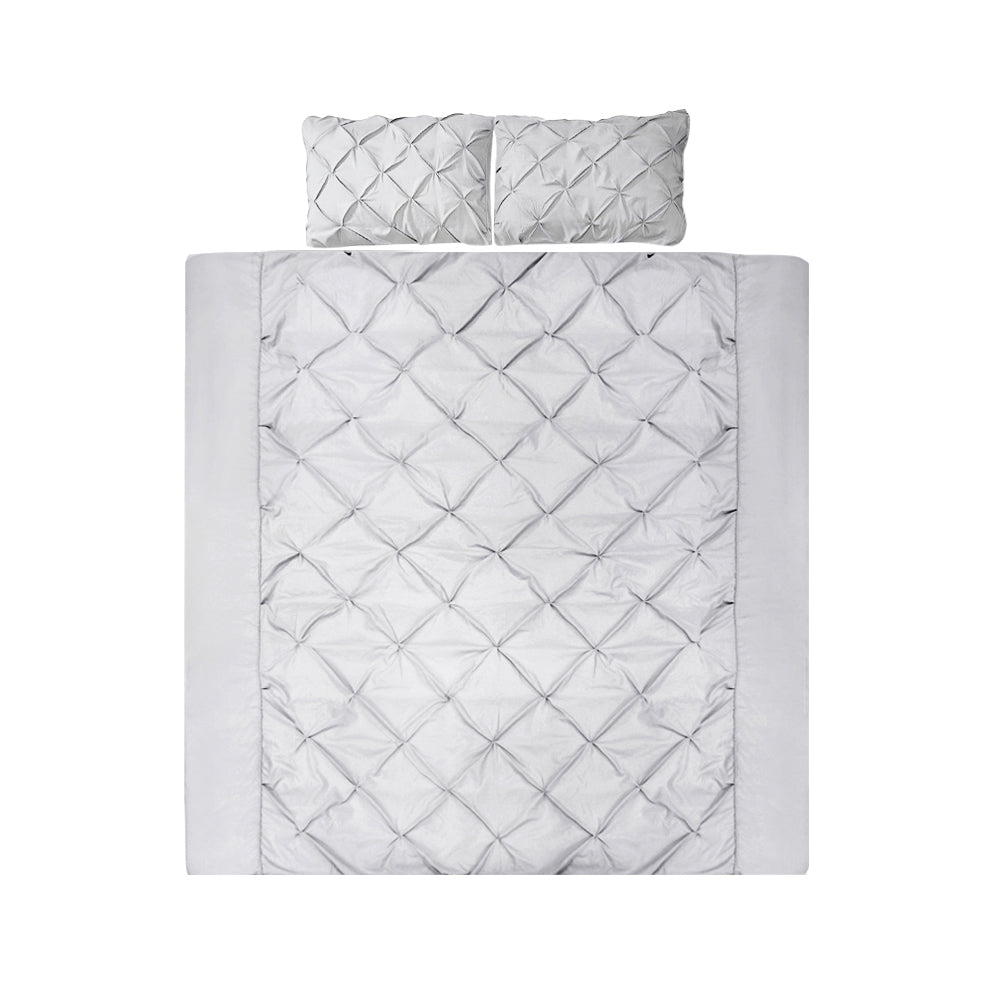 Giselle Quilt Cover Set Diamond Pinch Grey - Queen Giselle Bedding