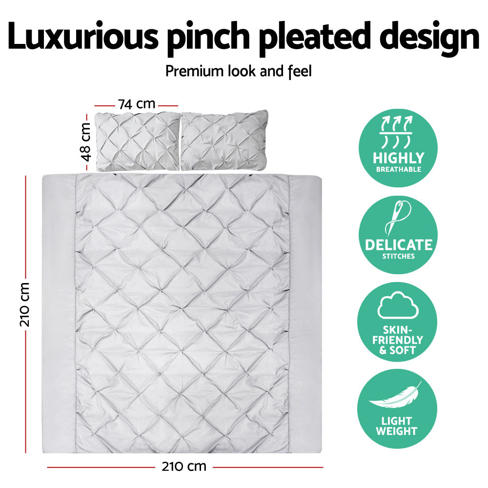 Giselle Quilt Cover Set Diamond Pinch Grey - Queen Giselle Bedding