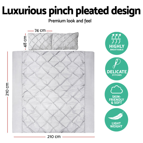 Giselle Quilt Cover Set Diamond Pinch Grey - Queen Giselle Bedding
