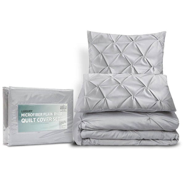 Giselle Quilt Cover Set Diamond Pinch Grey - Queen Giselle Bedding