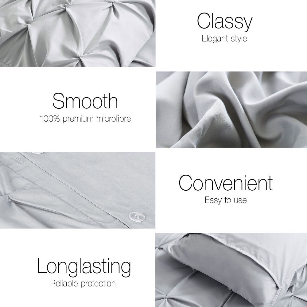 Giselle Quilt Cover Set Diamond Pinch Grey - Super King Giselle Bedding