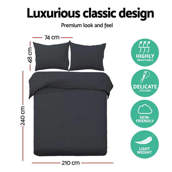 Giselle Quilt Cover Set Classic Black - King Giselle Bedding