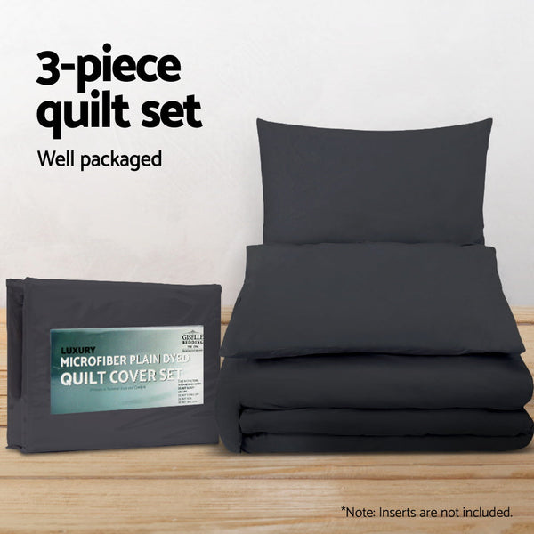 Giselle Quilt Cover Set Classic Black - King Giselle Bedding