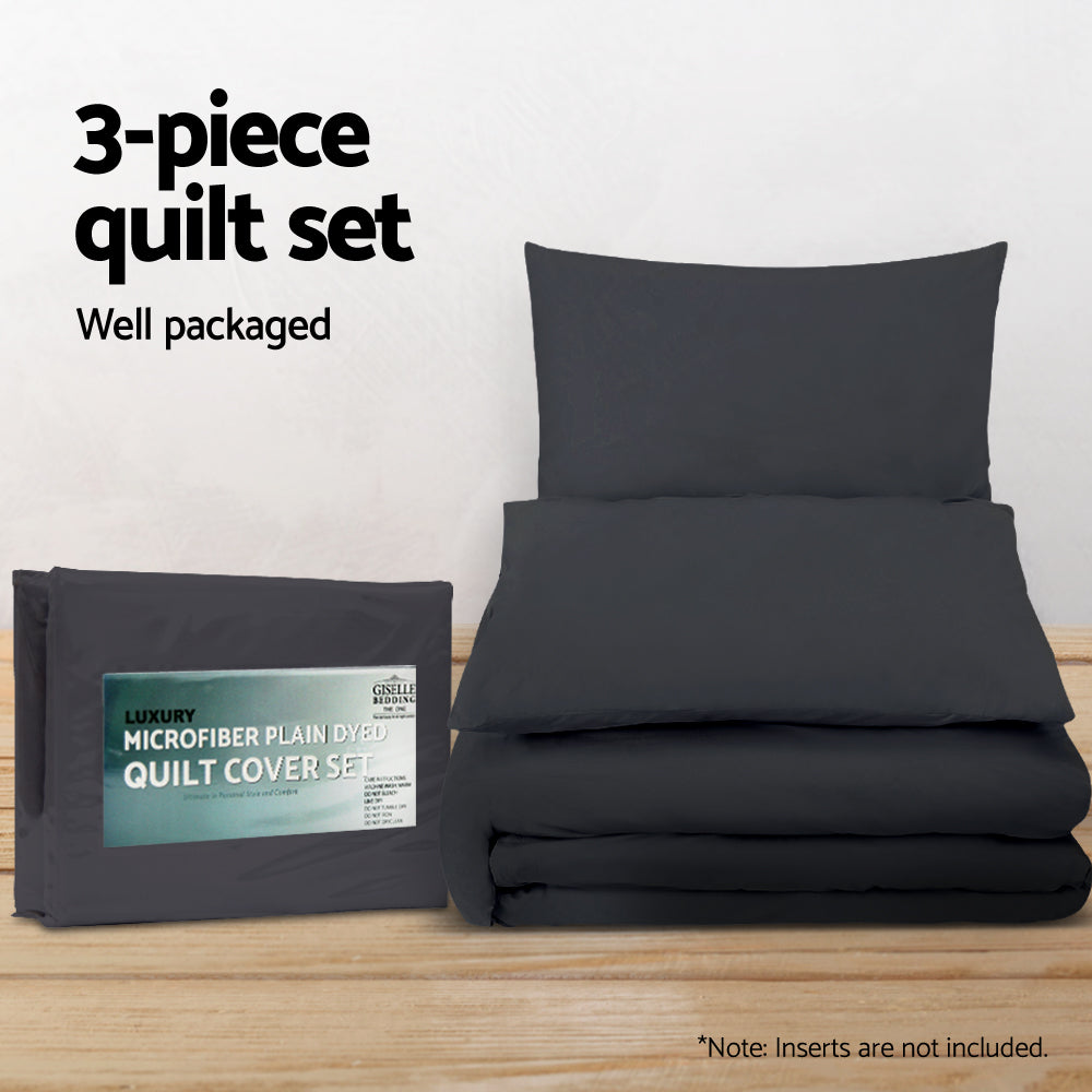 Giselle Quilt Cover Set Classic Black - Queen Giselle Bedding
