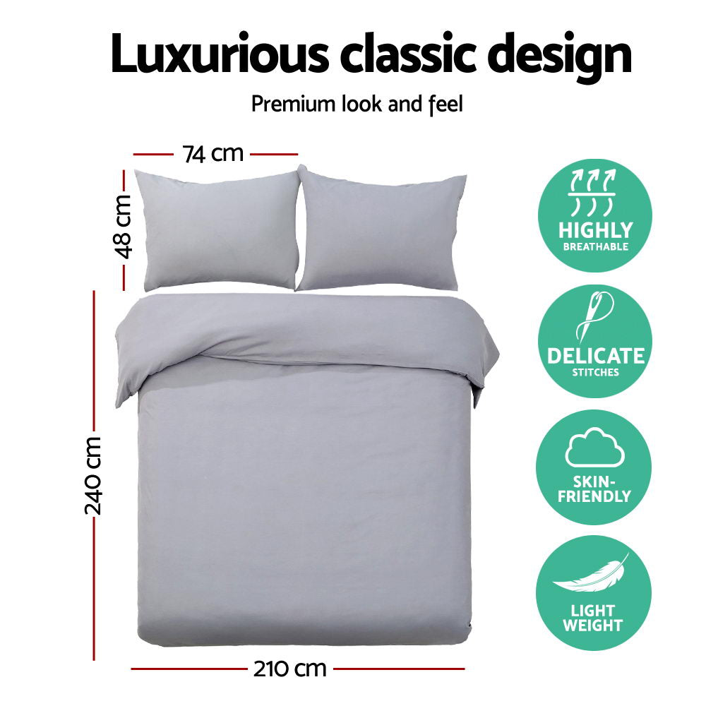 Giselle Quilt Cover Set Classic Grey - King Giselle Bedding
