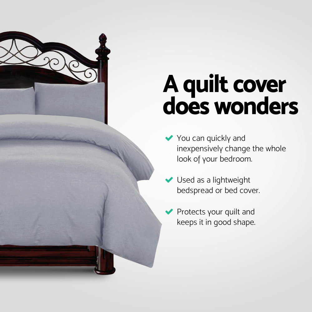 Giselle Quilt Cover Set Classic Grey - King Giselle Bedding