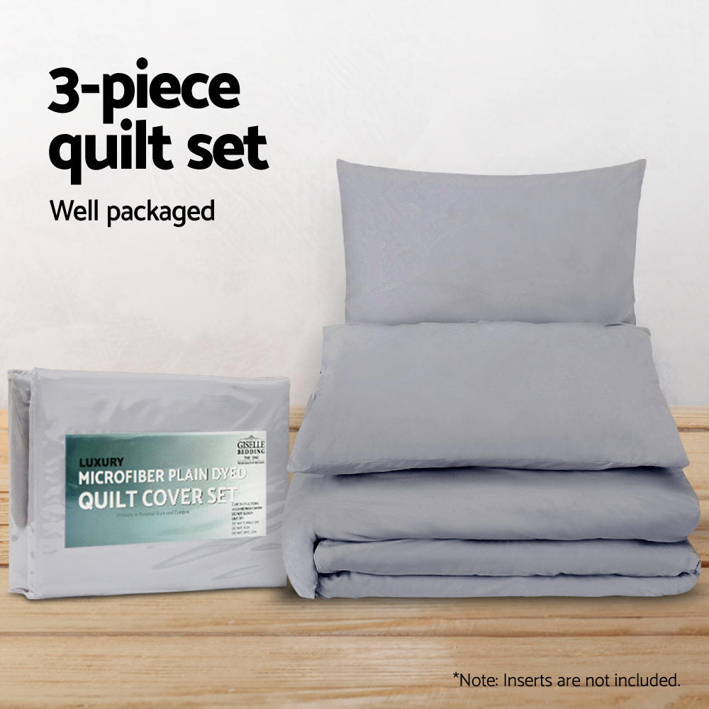 Giselle Quilt Cover Set Classic Grey - Super King Giselle Bedding
