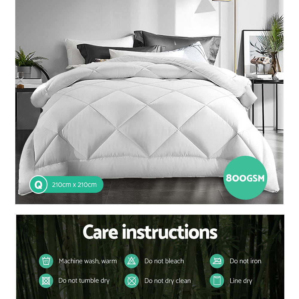 Giselle Bedding Queen Size 800GSM Microfibre Bamboo Microfiber Quilt Giselle Bedding