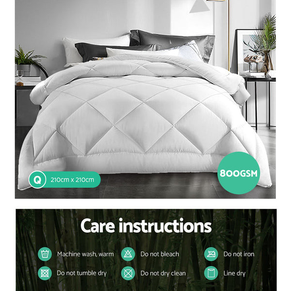 Giselle Bedding Queen Size 800GSM Microfibre Bamboo Microfiber Quilt Giselle Bedding