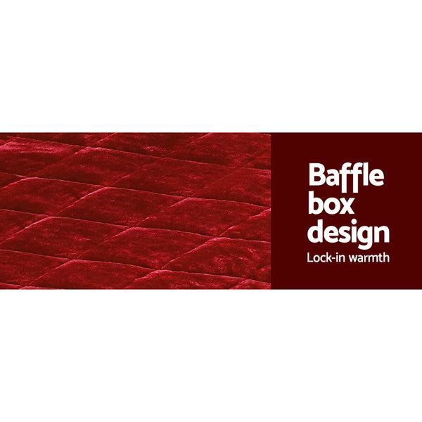 Giselle Bedding Faux Mink Quilt Comforter Fleece Throw Blanket Doona Burgundy Super King freeshipping - Awezingly