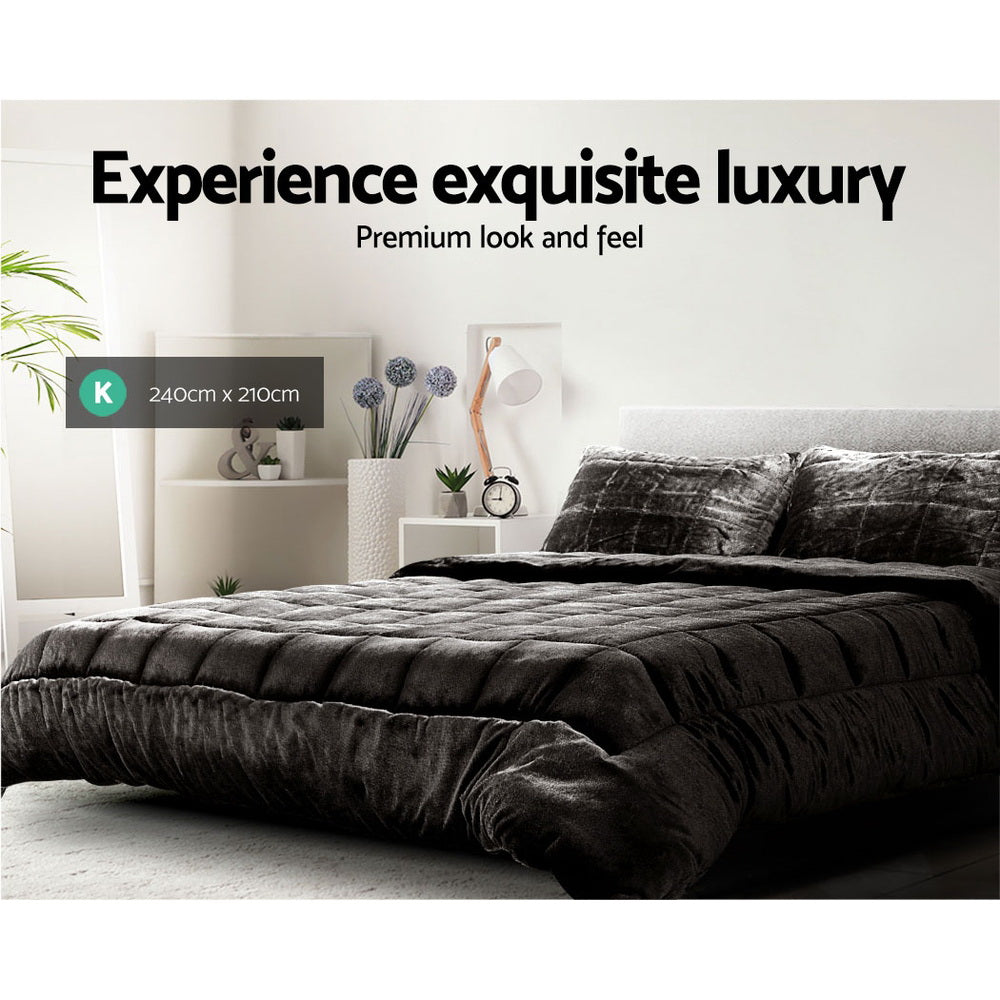 Giselle Bedding Faux Mink Quilt King Size Charcoal Giselle Bedding