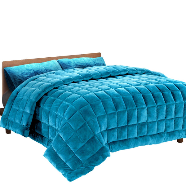 Giselle Bedding Faux Mink Quilt Comforter Duvet Doona Winter Throw Blanket Teal Queen freeshipping - Awezingly
