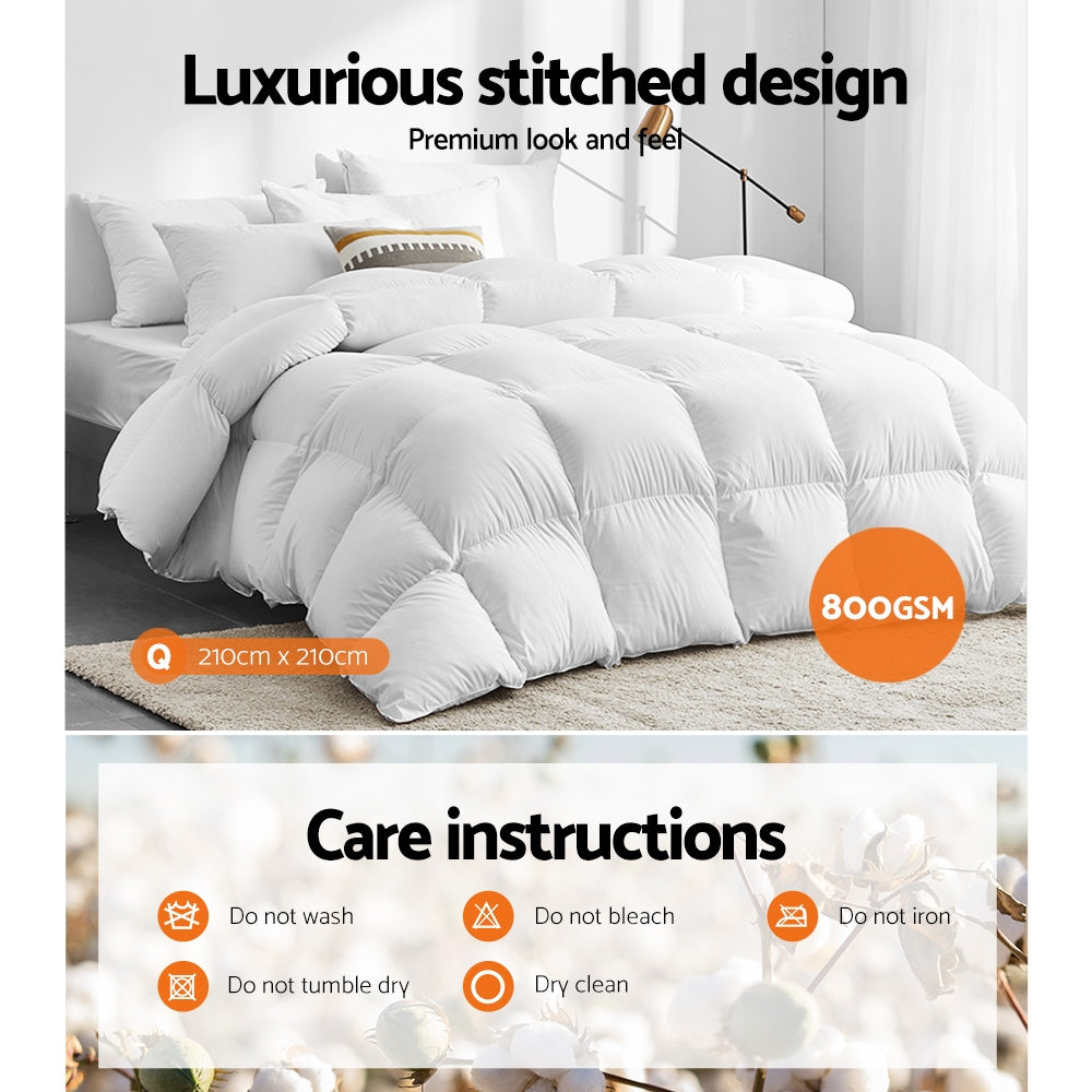 Giselle Bedding 800GSM Goose Down Feather Quilt Cover Duvet Winter Doona White Queen freeshipping - Awezingly