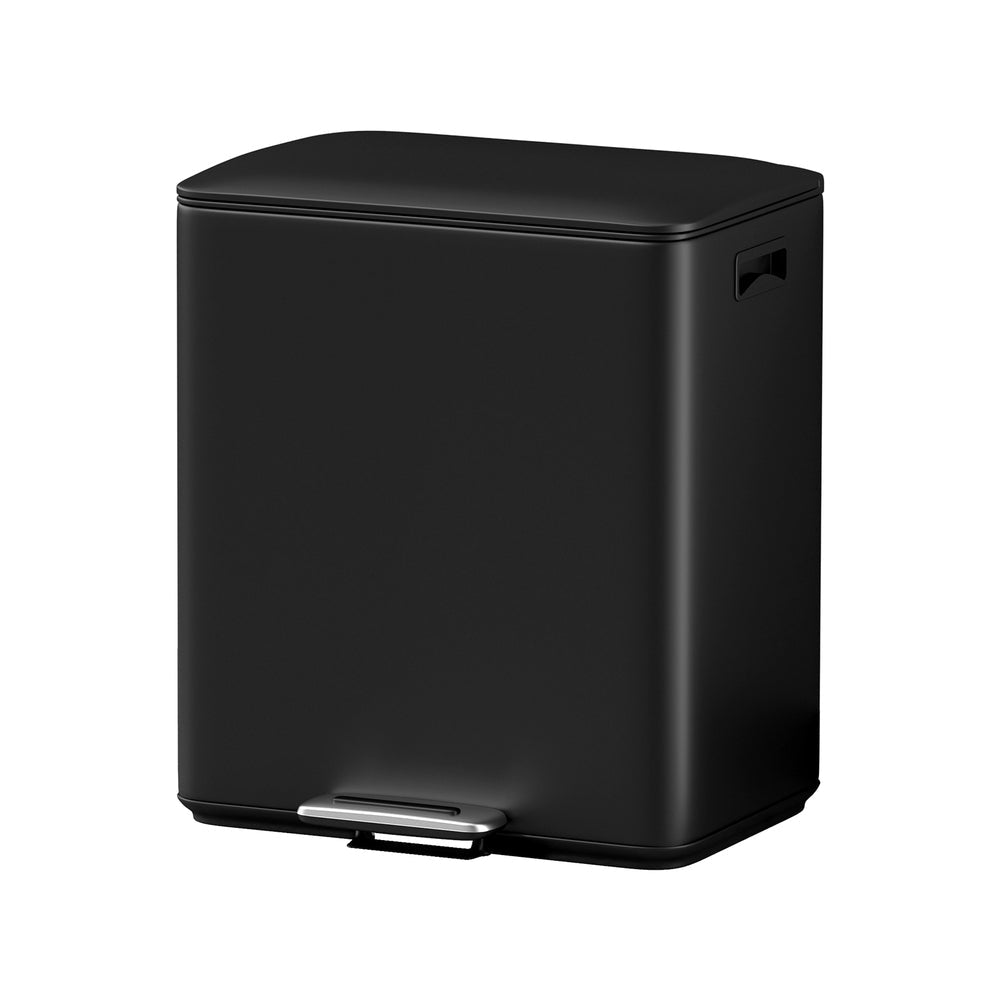 Cefito Pedal Bins Rubbish Bin Dual Compartment Waste Recycle Dustbins 40L Black Does not apply