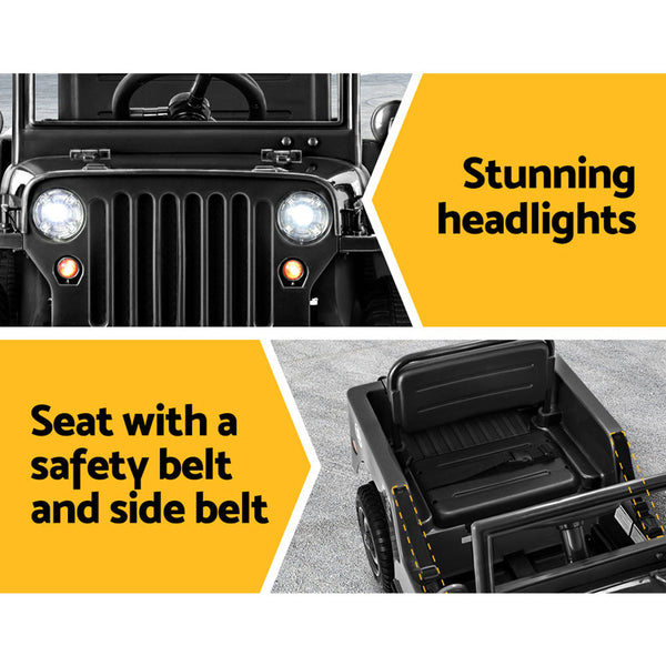 Rigo Kids Ride On Car Off Road Military Toy Cars 12V Black RIGO