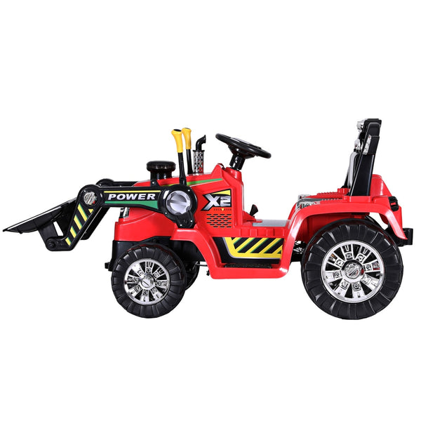 Rigo Kids Electric Ride On Car Bulldozer Digger Loader Remote 6V Red Rigo