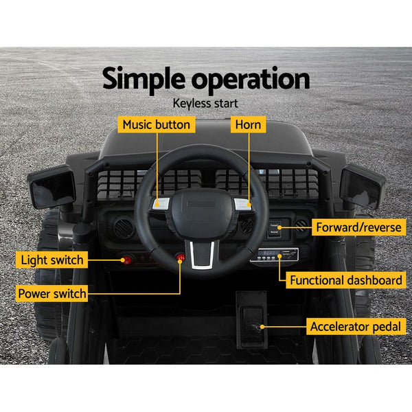 Rigo Kids Ride On Car Electric 12V Car Toys Jeep Battery Remote Control Black Rigo