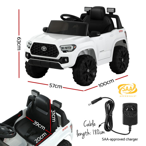 Toyota Ride On Car Kids Electric Toy Cars Tacoma Off Road Jeep 12V Battery White RIGO
