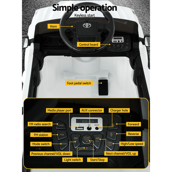 Toyota Ride On Car Kids Electric Toy Cars Tacoma Off Road Jeep 12V Battery White RIGO