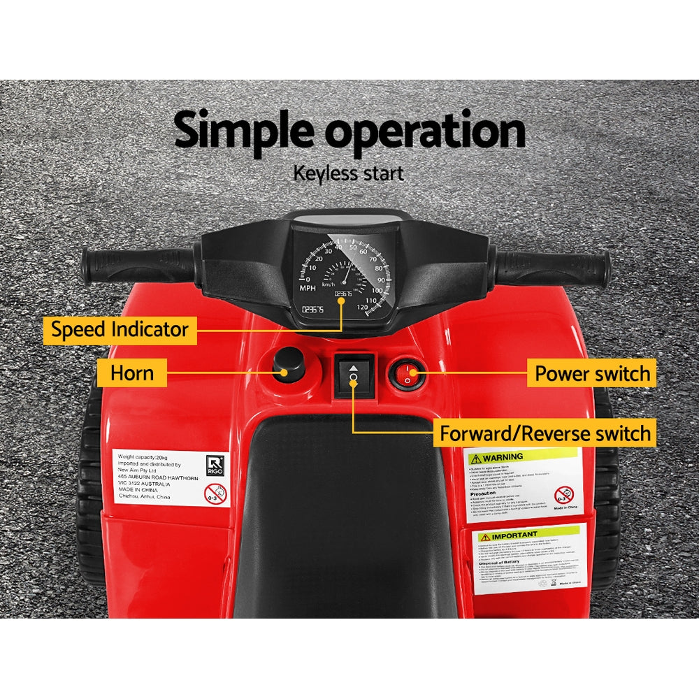 Rigo Kids Ride On ATV Quad Motorbike Car 4 Wheeler Electric Toys Battery Red Rigo