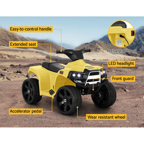 Rigo Kids Ride On ATV Quad Motorbike Car 4 Wheeler Electric Toys Battery Yellow Rigo